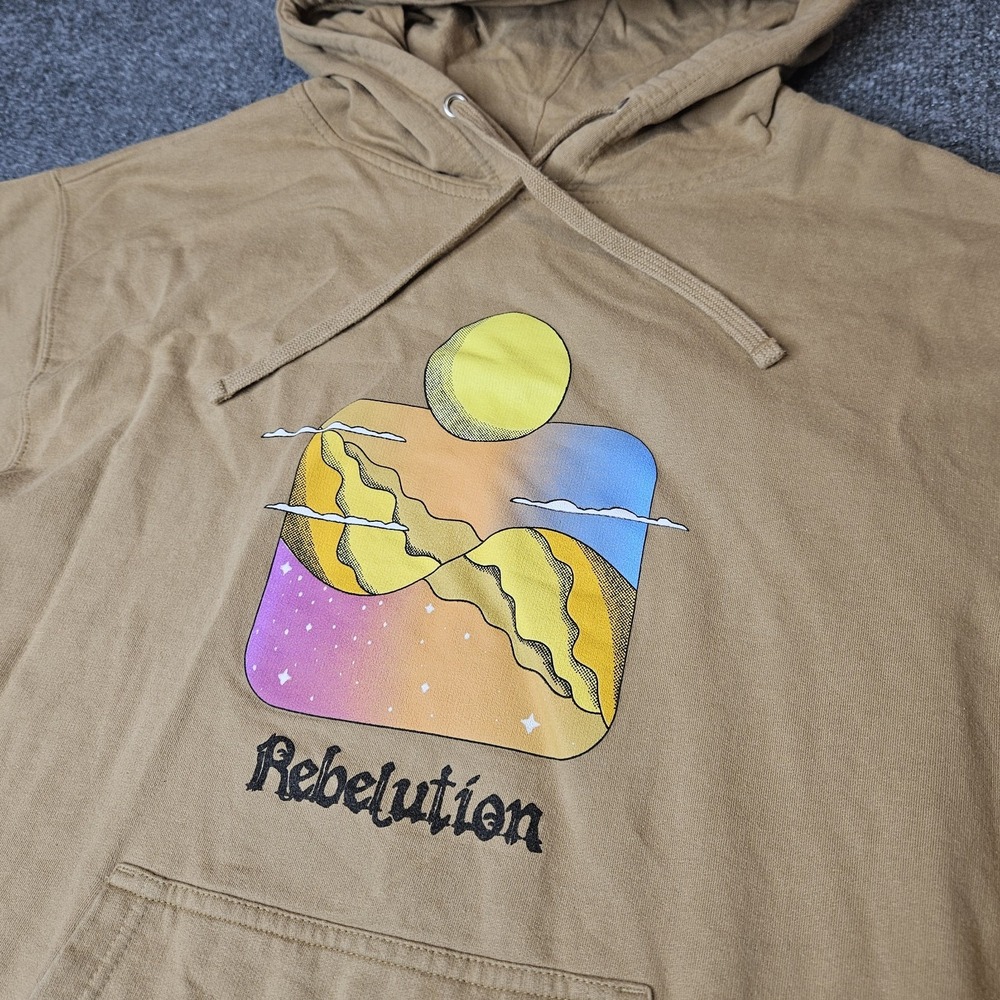 Rebelution Band Hoodie Sweatshirt Size Large Tan Reggae Island Style